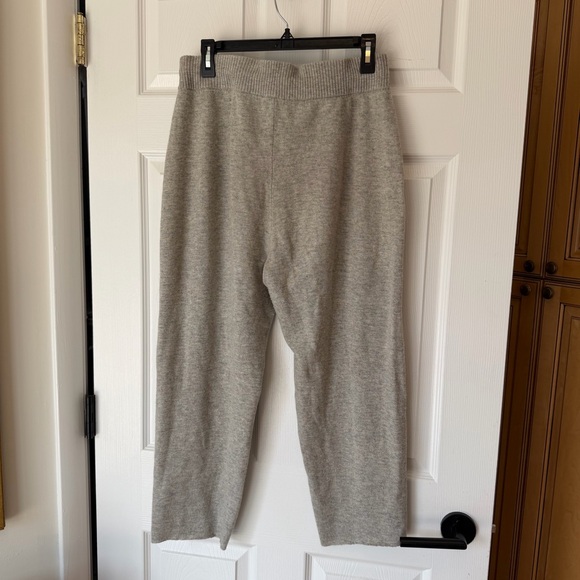 summersalt Gray Knit Cashmere Wool Drawstring Joggers with Cream Tie - Picture 2 of 7